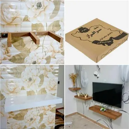 استند میز تلویزیون دیواری طبقه شلف ام دی اف کتابخانه دکوری پایه مخفی جهت نصب دیواری