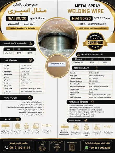سیم نیکل آلومینیوم متال اسپری _ سیم آلومینیوم متال