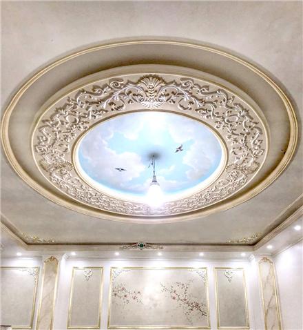 اجرای پتینه ورق طلا ورق نقره طرح آسمان موتیف فرشته , دکوراسیون داخلی