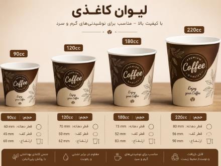 فروش لیوان کاغذی سایز 90/120/180/220