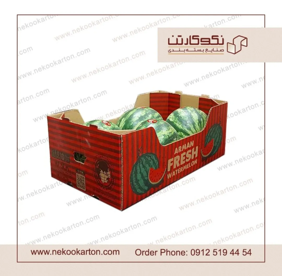 کارتن هندوانه صادراتی ، لیبل هندوانه ، باکس پالت صادراتی